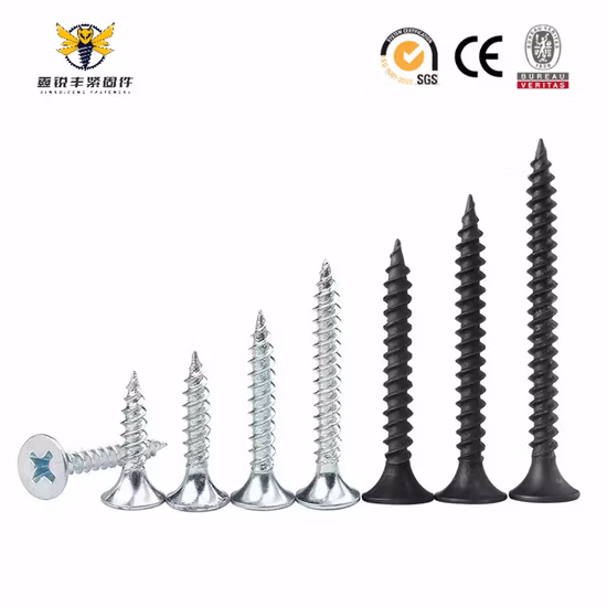 검은색 인산염 처리된 나팔 머리 pH 손톱/석고 나사/금속 건식 벽체용 건식 벽체 나사